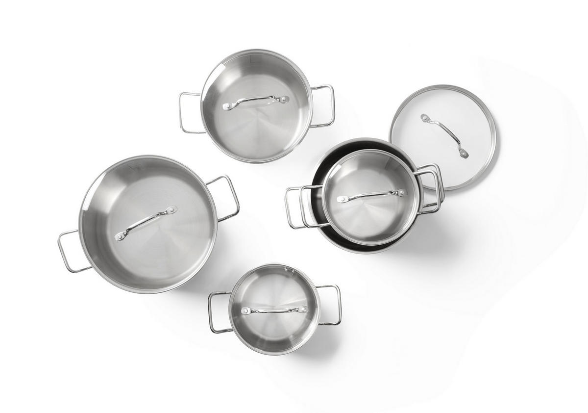 KOCHTOPFSET Palma 5-teilig  - Klar/Edelstahlfarben, Basics, Glas/Metall - Homeware Profession.