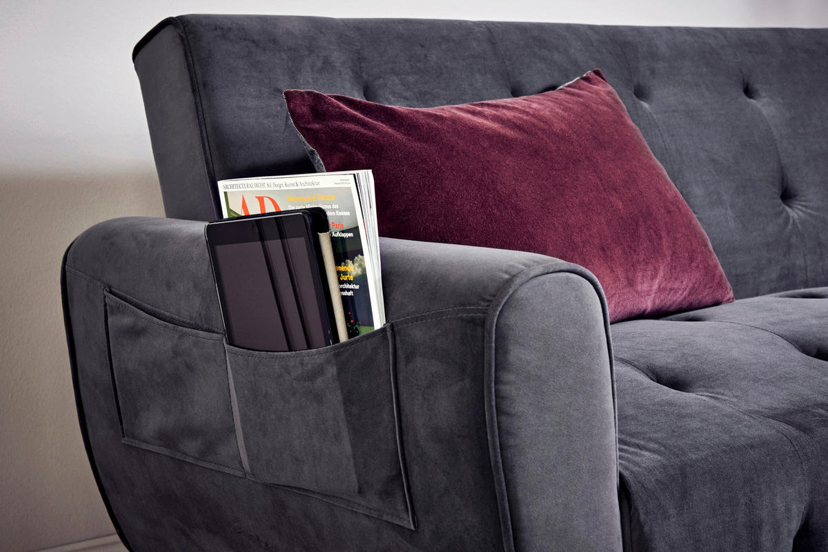 SCHLAFSOFA Samt Grau, Opal  - Goldfarben/Opal, MODERN, Holz/Textil (213/83/83cm) - Livetastic