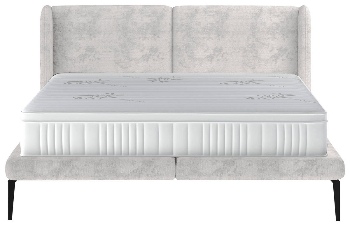 Polsterbett inkl. Matratze 180/200 cm  in Creme  - Weiss/Creme, Modern, Textil/Metall (180/200cm) - Livetastic