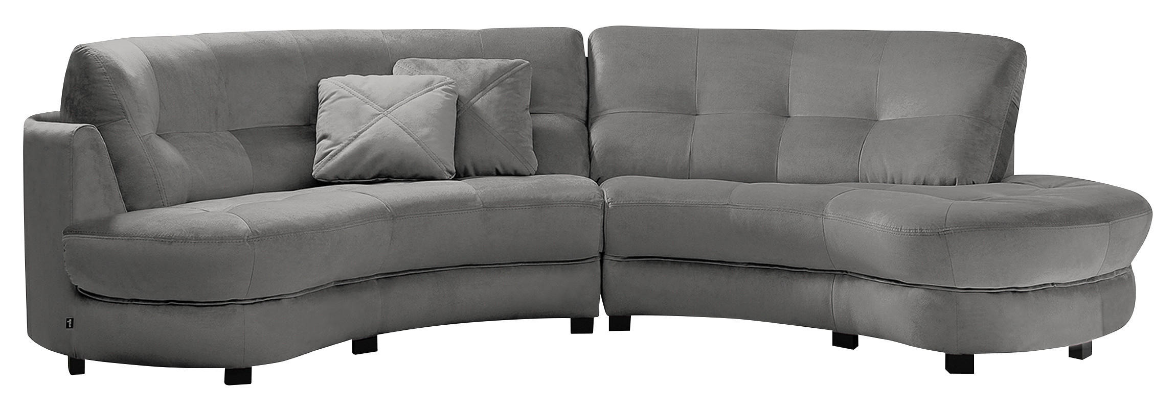 ECKSOFA Ottomane rechts, Rundform  BRETANIA Grau Samt  - Schwarz/Grau, Design, Kunststoff/Textil (300/113cm) - Livetastic