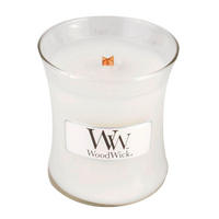 MIRISNA SVEĆA  bela  - bela, Osnovno, staklo/drvo (7/7/8cm) - WoodWick