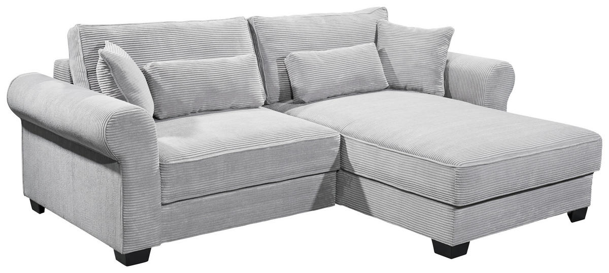 ECKSOFA in Cord Grau  - Schwarz/Grau, Basics, Kunststoff/Textil (255/92/185cm) - MID.YOU