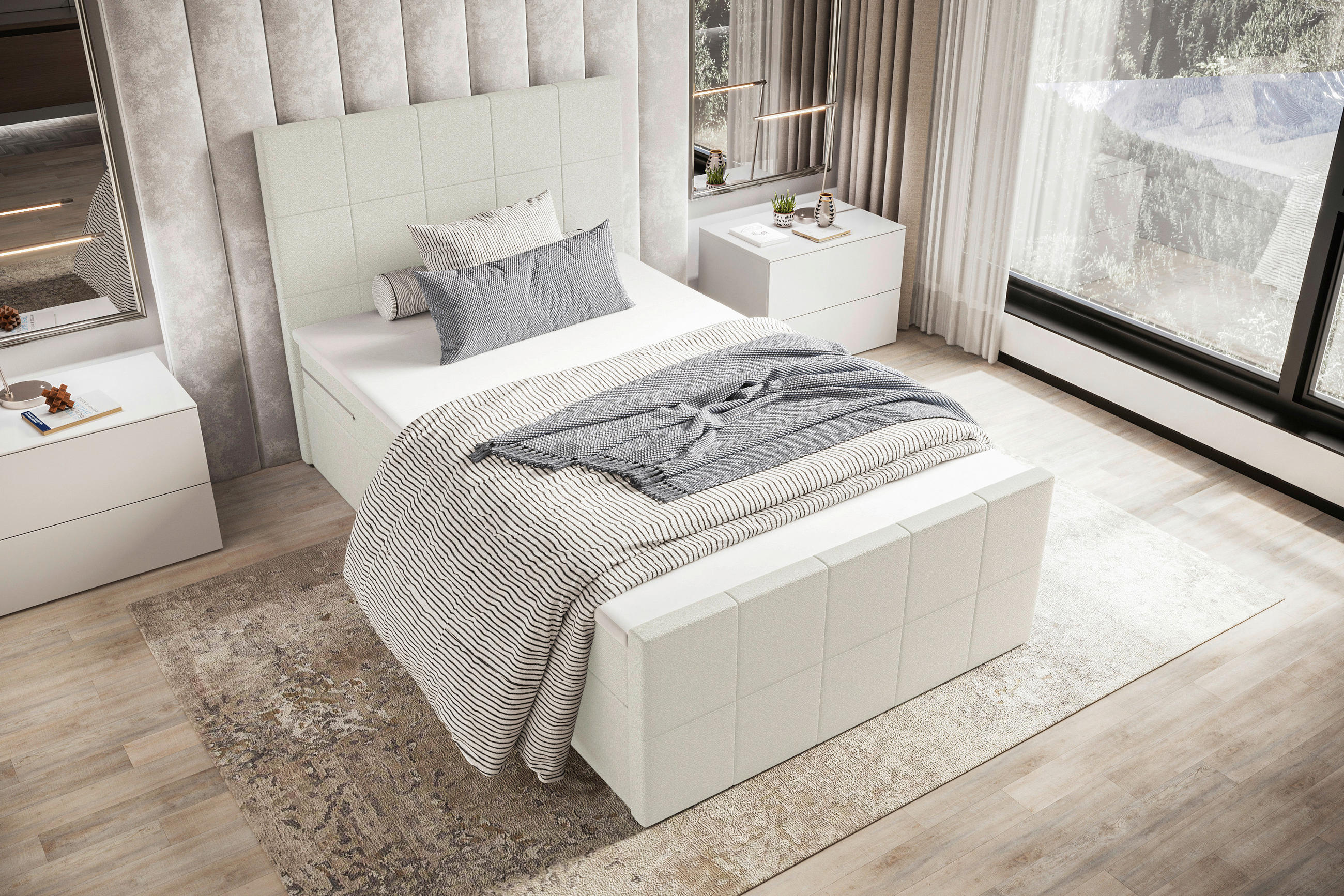 BOXBETT 100/200 cm  in Creme  - Creme, KONVENTIONELL, Kunststoff/Textil (100/200cm) - Boxxx
