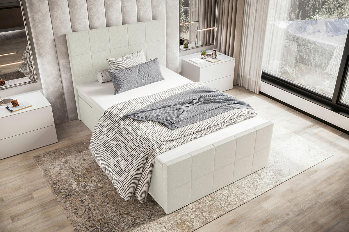 BOXBETT 100/200 cm  in Creme  - Creme, KONVENTIONELL, Kunststoff/Textil (100/200cm) - Boxxx