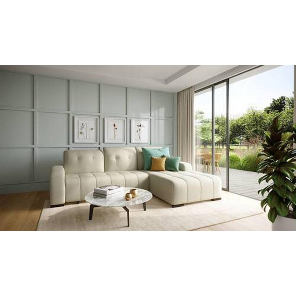 Thumbnail - Livetastic Ecksofa, Beige, Textil, Uni, 4-Sitzer, Ottomane rechts, L-Form, 292x185 cm, Made in EU, Liegefunktion, elektr...
