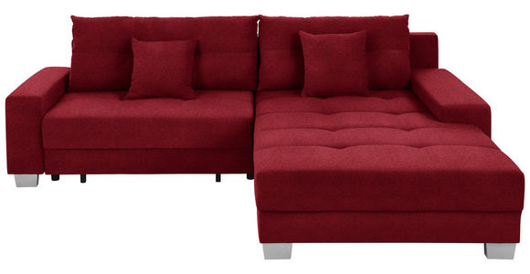 ECKSOFA in Flachgewebe Dunkelrot  - Silberfarben/Dunkelrot, KONVENTIONELL, Holz/Textil (273/192cm) - Carryhome