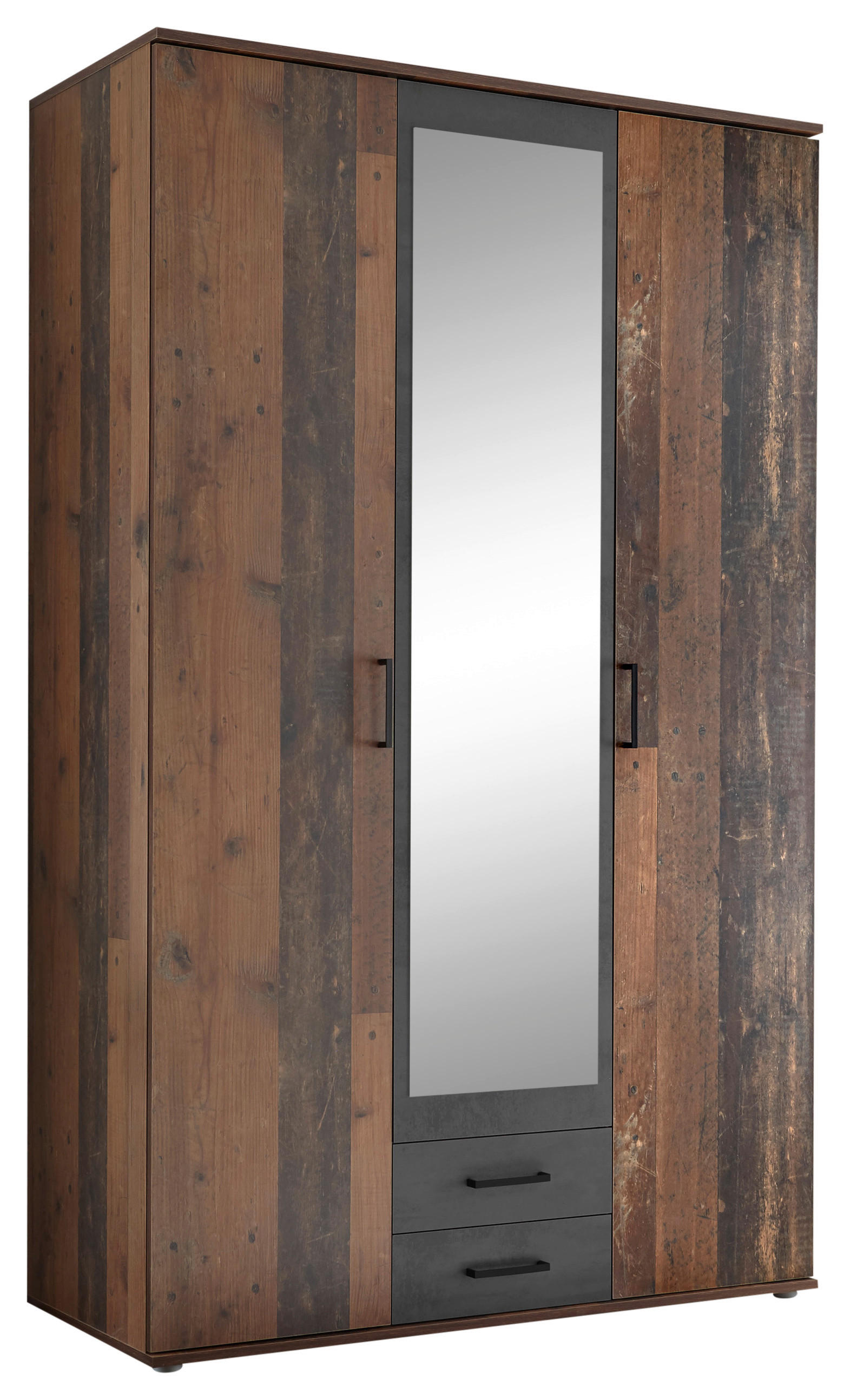 DREHTÜRENSCHRANK 120/196/53,5 cm 3-türig Akaziefarben, Schieferfarben  - Schieferfarben/Akaziefarben, Basics, Glas/Holzwerkstoff (120/196/53,5cm) - MID.YOU