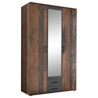 DREHTÜRENSCHRANK 120/196/53,5 cm 3-türig Akaziefarben, Schieferfarben  - Schieferfarben/Akaziefarben, Basics, Glas/Holzwerkstoff (120/196/53,5cm) - MID.YOU