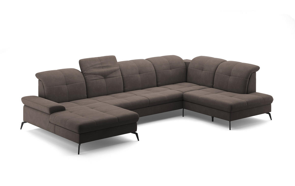 WOHNLANDSCHAFT in Flachgewebe Graphitfarben  - Schwarz/Graphitfarben, Konventionell, Textil/Metall (185/357/231cm) - Sit & More