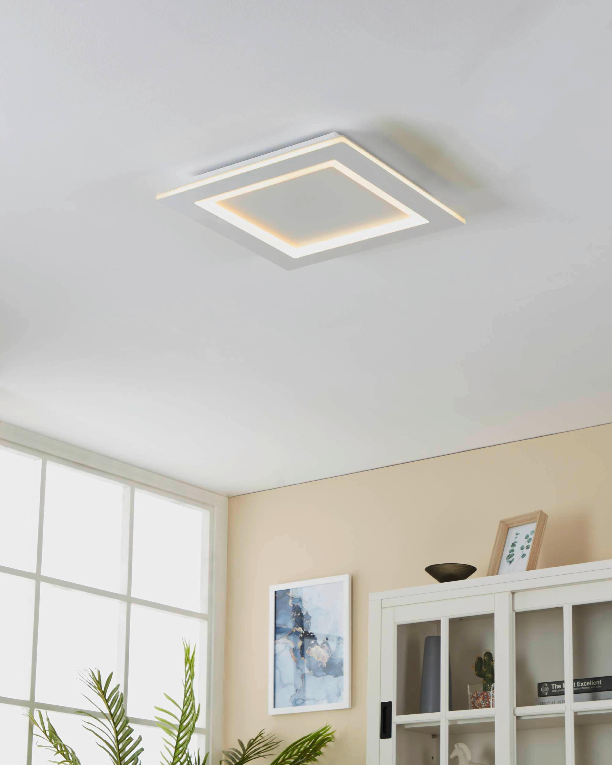 LED-DECKENLEUCHTE Padrogiano  Smart 45/45/10 cm   - Weiß, Basics, Kunststoff/Metall (45/45/10cm) - Eglo