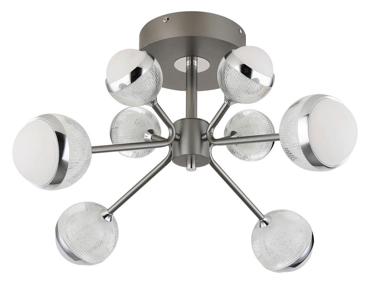 LED-DECKENLEUCHTE 61/29 cm   - Klar/Titanfarben, KONVENTIONELL, Kunststoff/Metall (61/29cm) - Globo