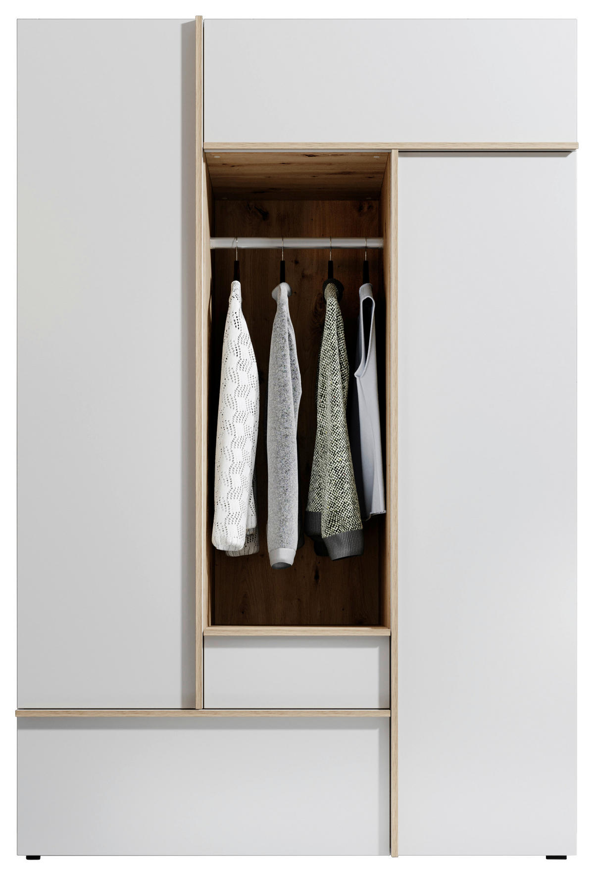 ŠATNÍKOVÁ SKRIŇA, biela, dub artisan, 135/204/59 cm - biela/farba duba, Modern, kompozitné drevo/plast (135/204/59cm) - MID.YOU