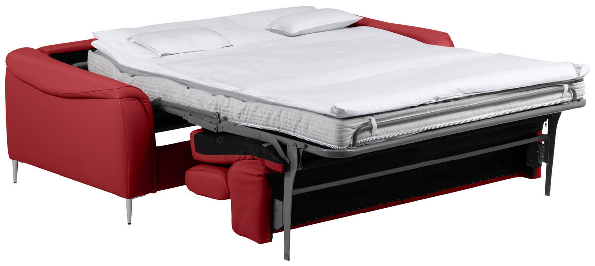 SCHLAFSOFA in Textil, Leder Rot  - Rot, Design, Leder/Textil (203/77-98/103cm) - MID.YOU