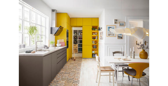 EINBAUKÜCHE - Currygelb, Design, Holzwerkstoff - Novel