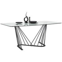 JEDÁLENSKÝ STÔL, číra, 180/100/76 cm - číra/čierna, Design, kov/sklo (180/100/76cm) - Voleo