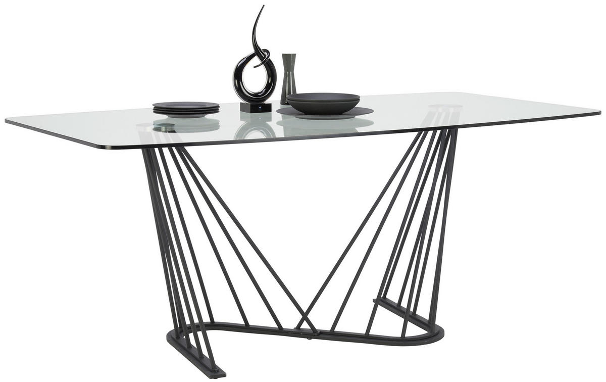 JEDÁLENSKÝ STÔL, číra, 180/100/76 cm - číra/čierna, Design, kov/sklo (180/100/76cm) - Voleo