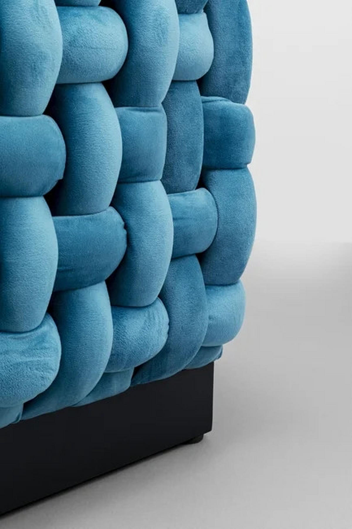 HOCKER in Textil Azurblau  - Azurblau/Schwarz, Design, Textil/Metall (47/46/47cm) - Kare-Design