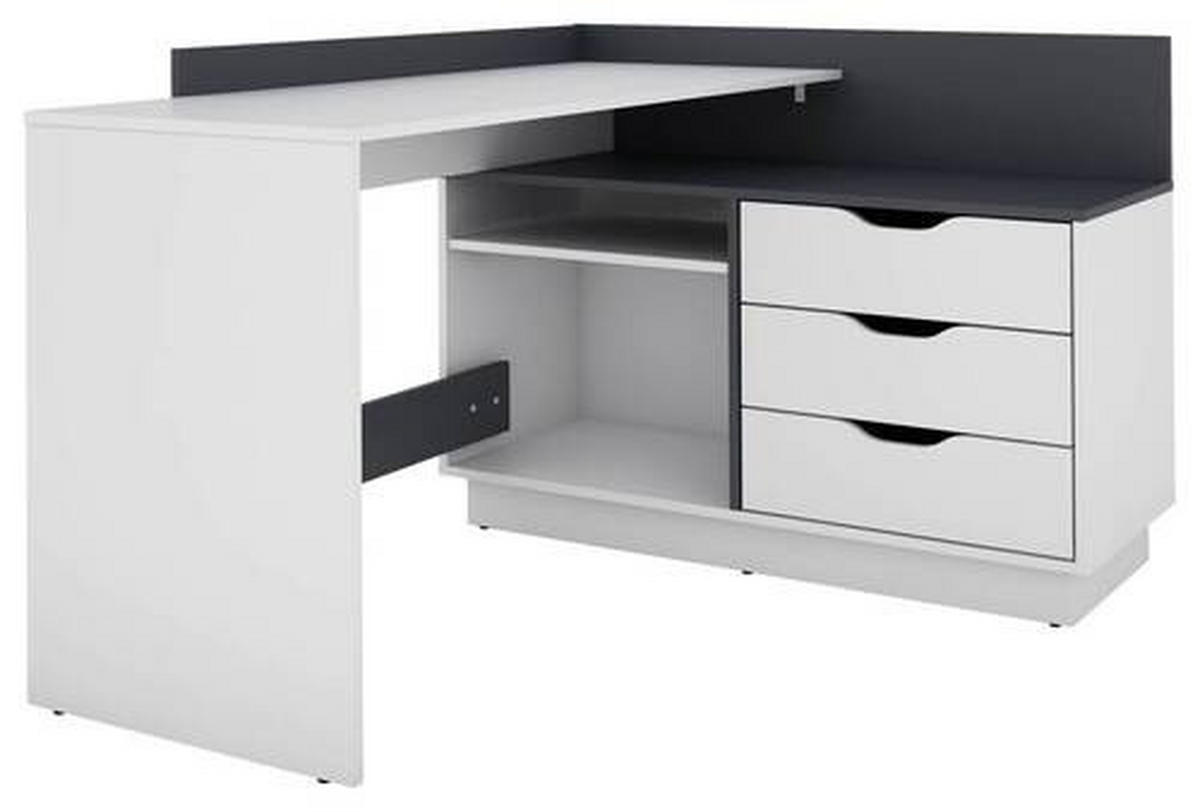 ECKSCHREIBTISCH 129/105/84 cm  in Schwarz, Weiß  - Schwarz/Weiß, LIFESTYLE, Holzwerkstoff (129/105/84cm) - MID.YOU