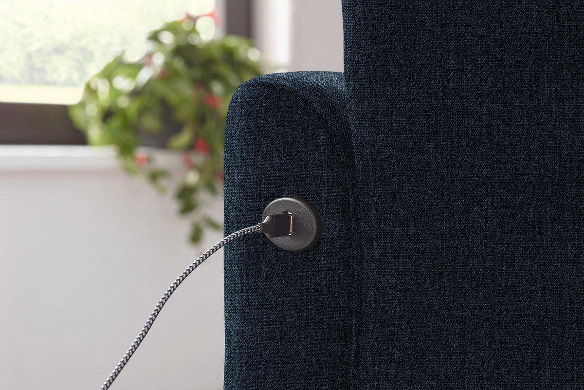 ECKSOFA in Flachgewebe Blau  - Blau/Schwarz, Design, Textil/Metall (252/191cm) - Dieter Knoll