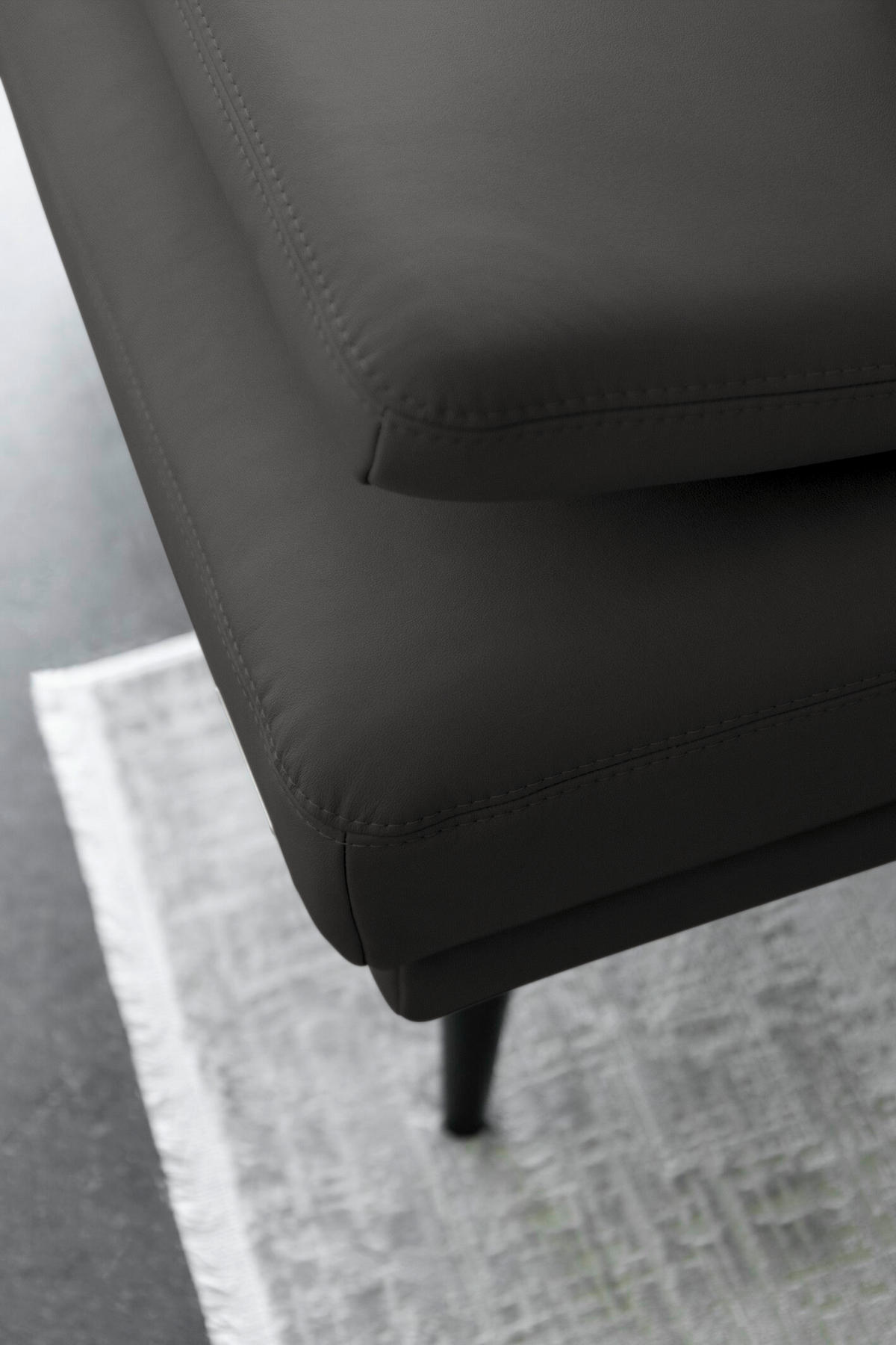 ECKSOFA JOOP! STUDIO in Echtleder Dunkelgrau  180/301 cm  - Dunkelgrau/Schwarz, KONVENTIONELL, Leder/Metall (180/301cm) - Joop!