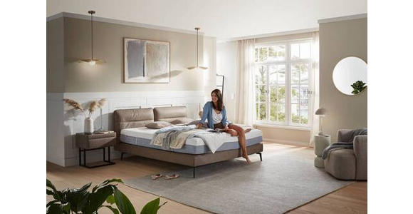 BOXSPRINGBETT 180/200 cm in Hellbraun - Hellbraun/Schwarz, Design, Textil/Metall (180/200cm) - Johann Jakob