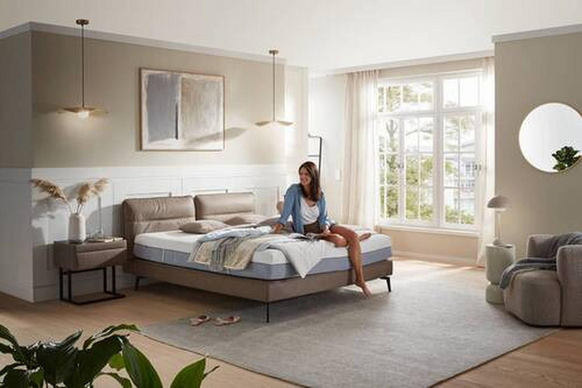 BOXSPRINGBETT 180/200 cm  in Hellbraun  - Hellbraun/Schwarz, Design, Textil/Metall (180/200cm) - Johann Jakob