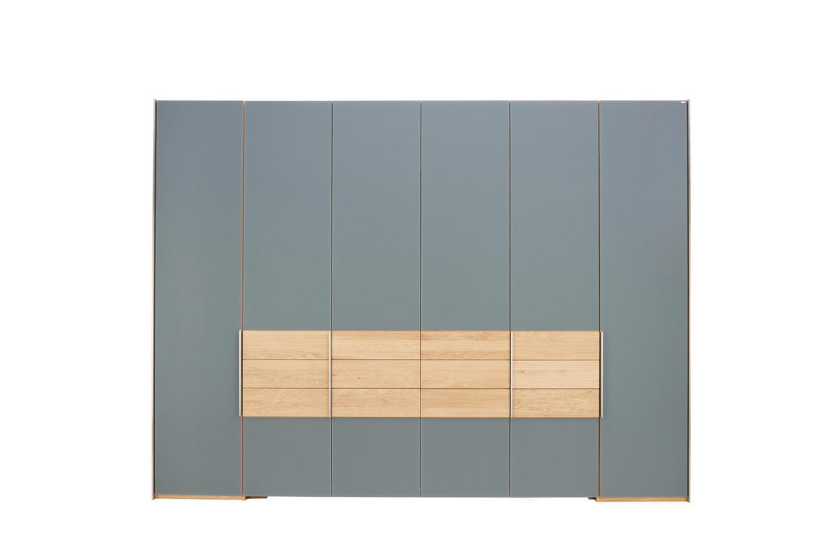 FALTTÜRENSCHRANK 302/226/63 cm 4-türig Grau, Wildeiche  - Wildeiche/Silberfarben, Natur, Glas/Holz (302/226/63cm) - Voglauer