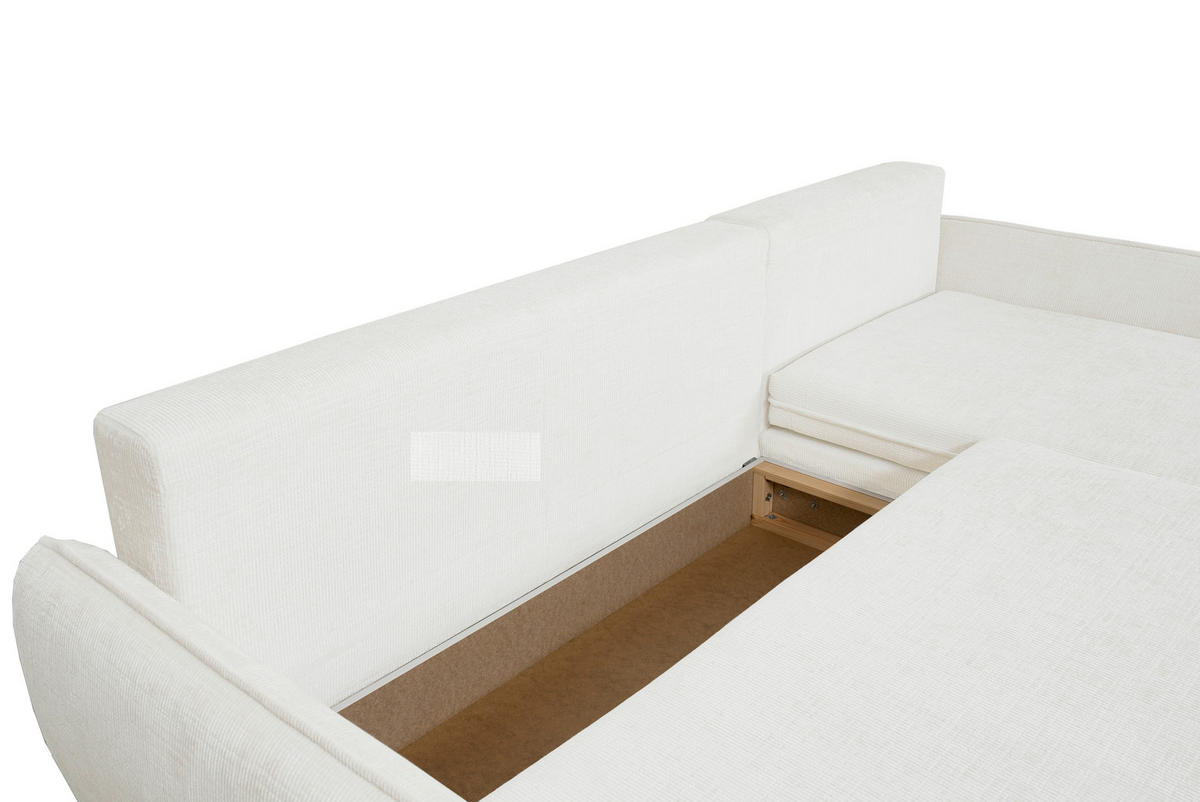 ECKSOFA Weiß Chenille  - Buchefarben/Weiß, KONVENTIONELL, Holz/Textil (244/163cm) - Carryhome