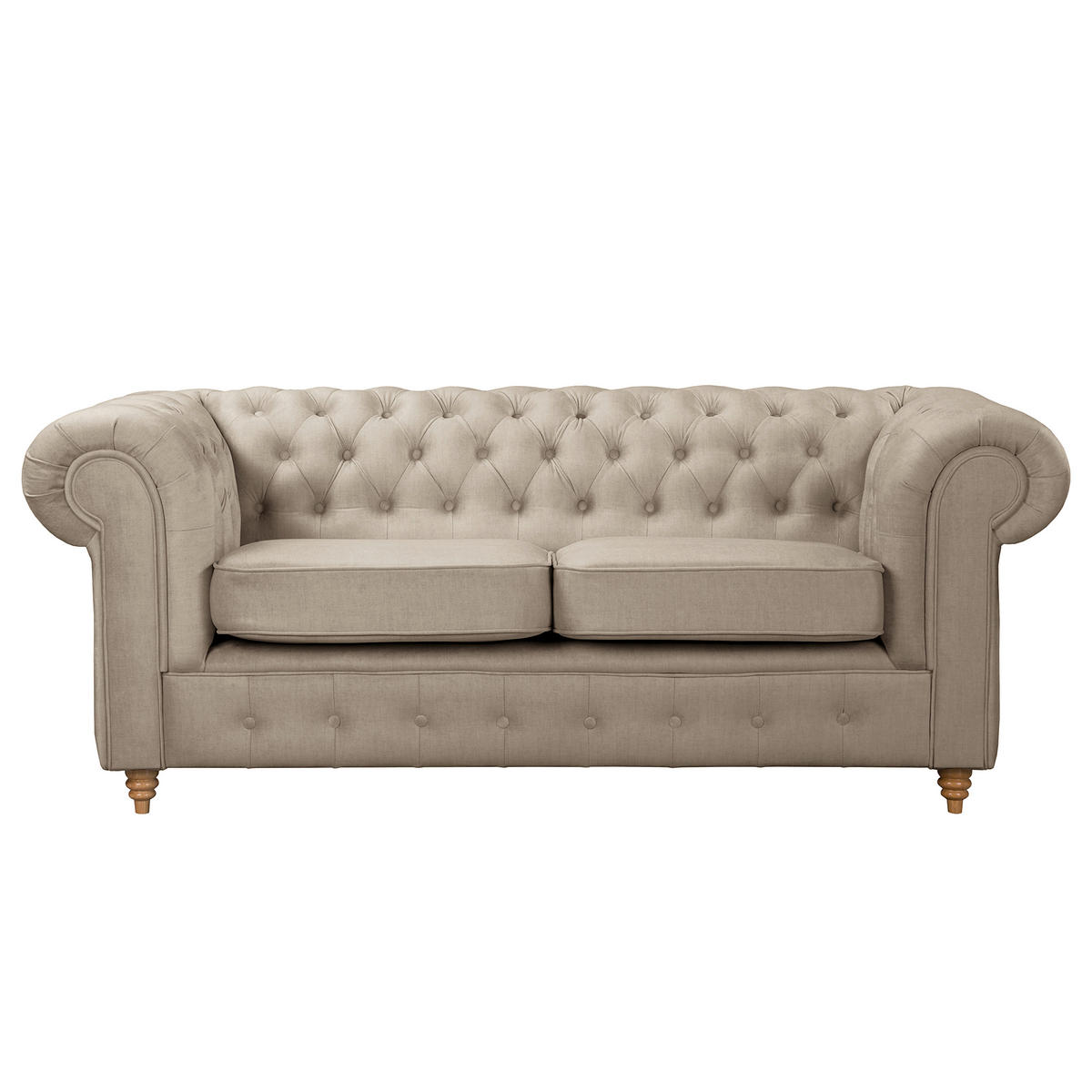 2-SITZER-SOFA Laura in Mikrofaser Taupe  - Taupe/Braun, Design, Holz/Textil (190/75/91cm) - P & B
