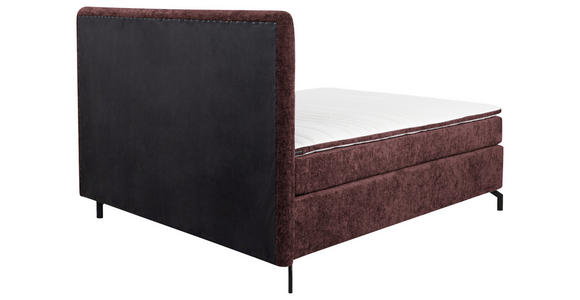 BOXSPRINGBETT 180/200 cm,  in Dunkelrot, Topper, H2 + H2 = mittel  - Schwarz/Dunkelrot, Design, Textil/Metall (180/200cm) - Esposa