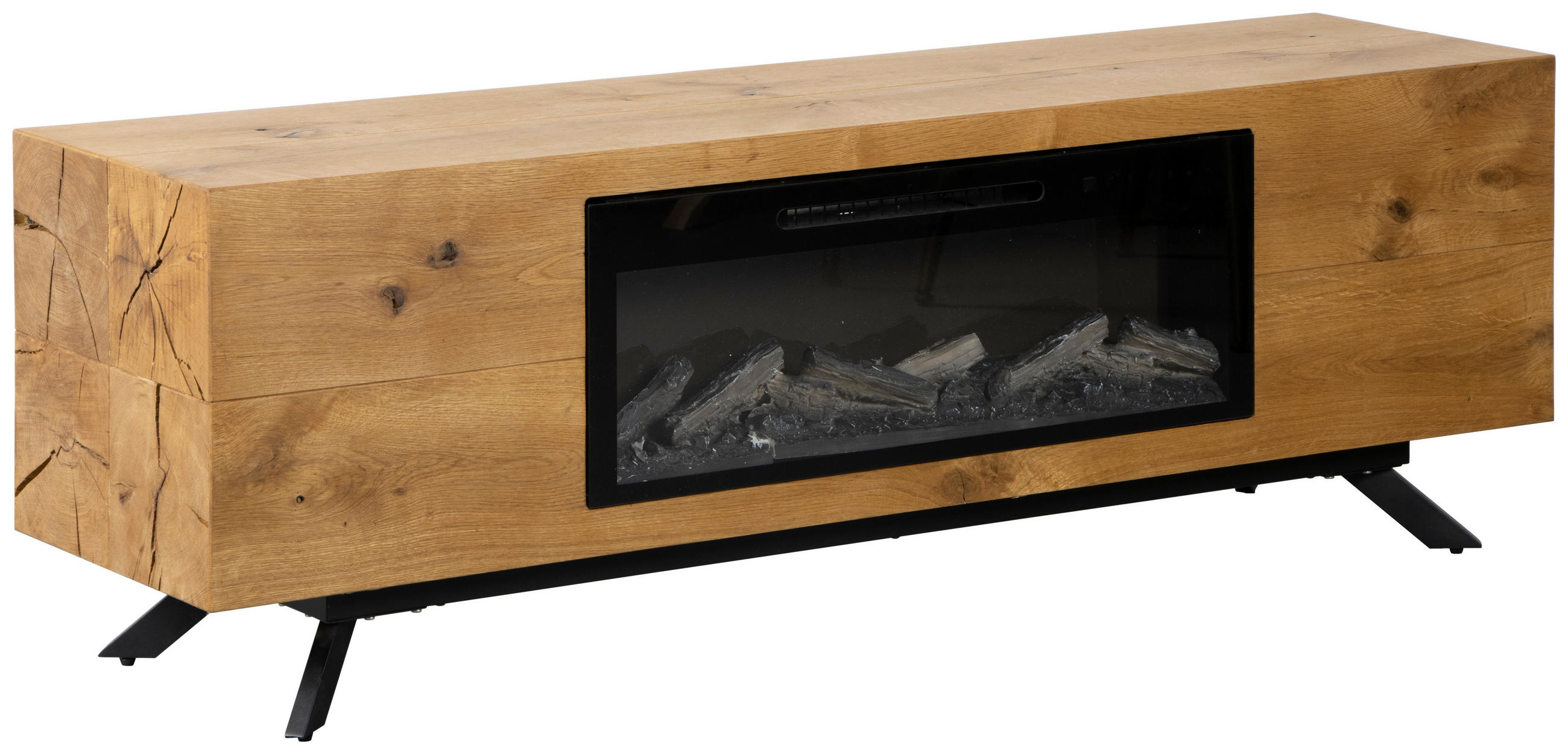 ELEKTROKAMIN - Eichefarben/Schwarz, MODERN, Holz/Holzwerkstoff (160/54/40cm) - Landscape