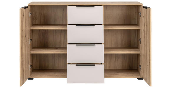 SIDEBOARD  130/87/40 cm 4 Schublade(n)  - Kaschmir/Schwarz, KONVENTIONELL, Holzwerkstoff/Metall (130/87/40cm) - Carryhome