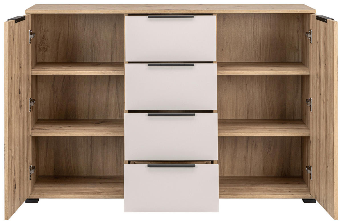 SIDEBOARD  in 130/87/40 cm  - Kaschmir/Schwarz, KONVENTIONELL, Holzwerkstoff/Metall (130/87/40cm) - Boxxx