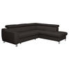 ECKSOFA Dunkelbraun Echtleder Lederlook  - Chromfarben/Dunkelbraun, Design, Leder/Textil (245/208cm) - Livetastic