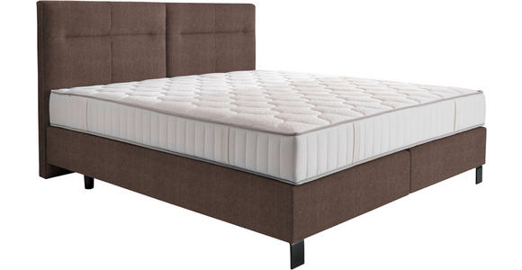 BOXSPRINGBETT 160/220 cm in Hellbraun - Hellbraun/Schwarz, KONVENTIONELL, Textil/Metall (160/220cm) - Esposa