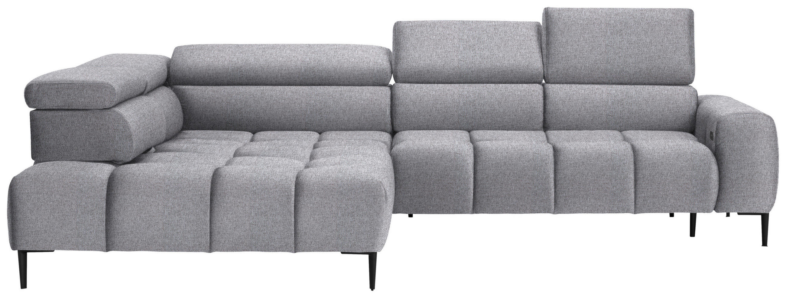 ECKSOFA in Webstoff Grau  - Schwarz/Grau, Design, Textil/Metall (216/300cm) - Welnova