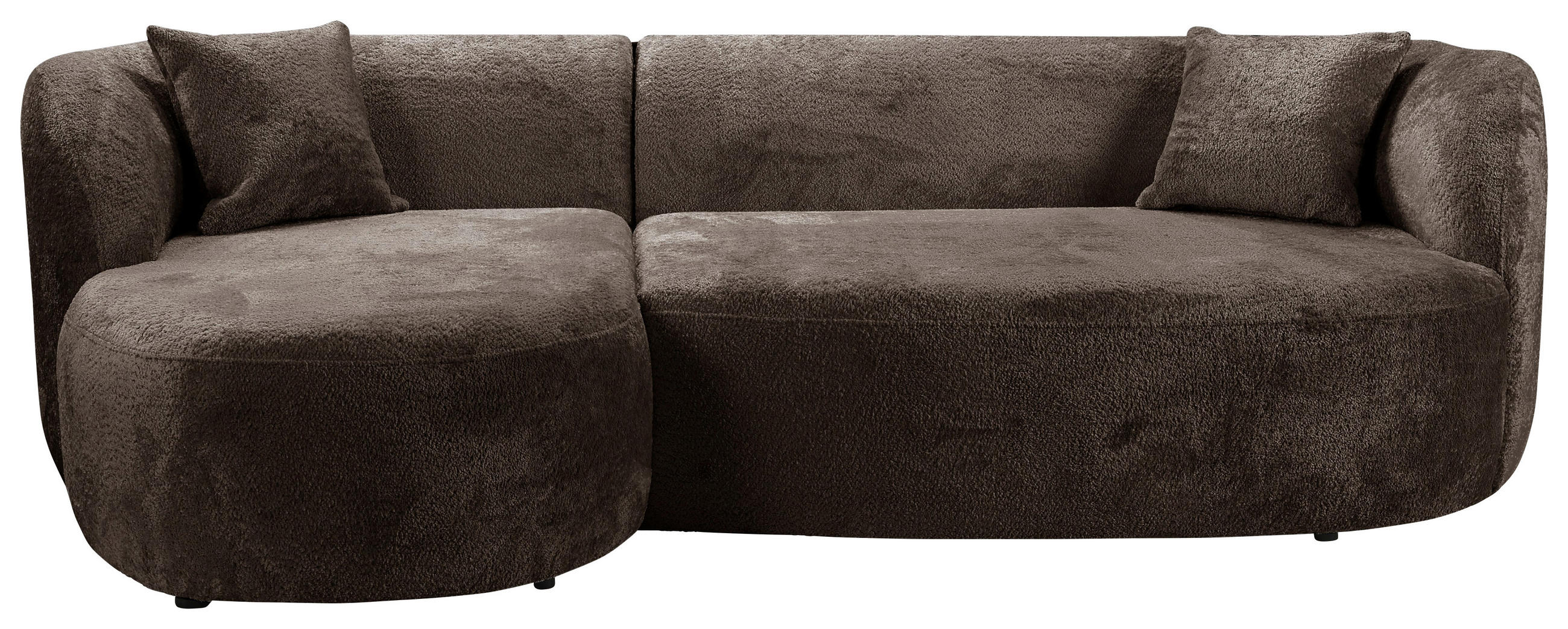 ECKSOFA in Bouclé Braun  - Schwarz/Braun, Design, Kunststoff/Textil (143/264cm) - MID.YOU