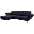 ECKSOFA  in Flachgewebe Blau Armteilverstellung, Relaxfunktion, Drehsitzfunktion  175-224/255-365 cm  - Blau/Schwarz, Design, Textil/Metall (175-224/255-365cm) - Dieter Knoll