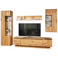 WOHNWAND  in Eichefarben  320/205,7/53,7 cm  - Eichefarben/Schwarz, Natur, Glas/Holz (320/205,7/53,7cm) - Valnatura