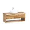 WASCHTISCHKOMBI 101 cm  - Eiche Wotan/Weiß, Natur, Keramik/Holzwerkstoff (101cm) - Xora