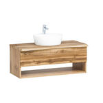 WASCHTISCHKOMBI 101 cm  - Eiche Wotan/Weiß, Natur, Keramik/Holzwerkstoff (101cm) - Xora