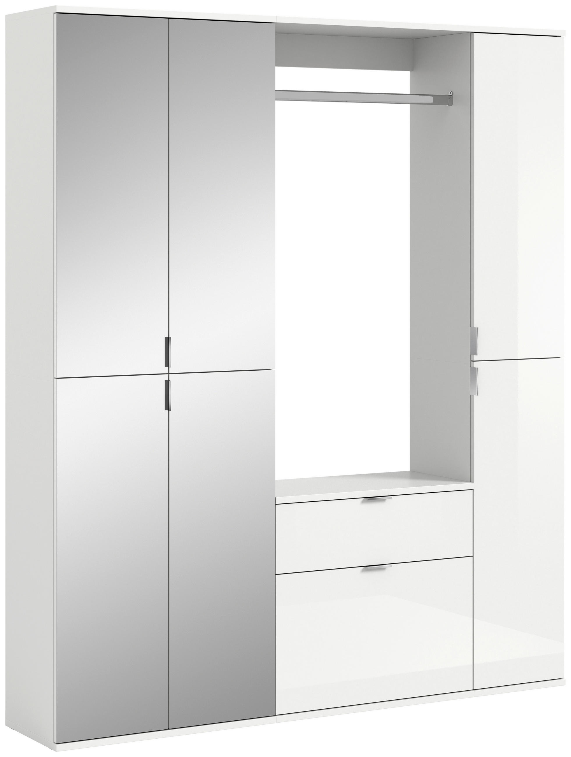 ŠATNA, 152/193/34 cm - vysoce lesklá bílá, Moderní, kompozitní dřevo/sklo (152/193/34cm) - MID.YOU