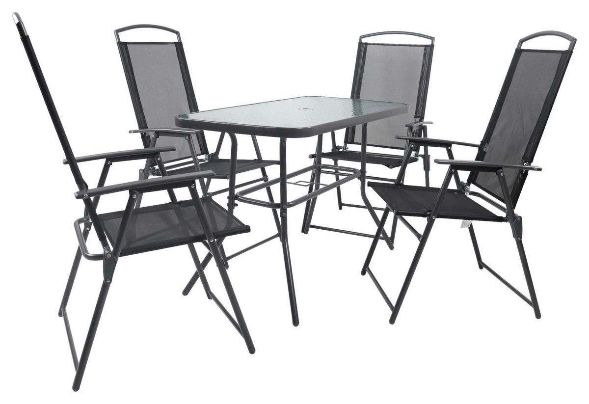 GARTENTISCHGRUPPE  - Anthrazit, Basics, Glas/Textil - Gardenson