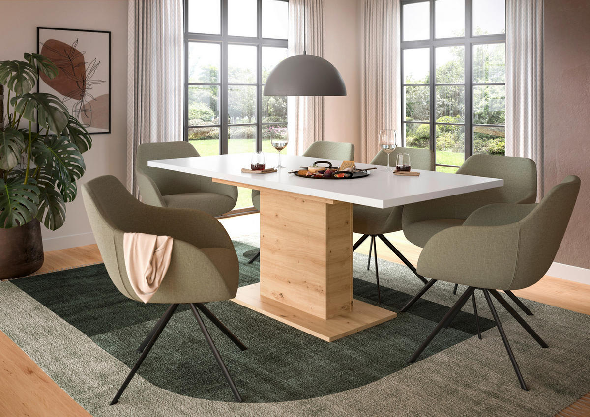 AUSZIEHTISCH in Holzwerkstoff  - Eiche Artisan/Weiß, KONVENTIONELL, Holzwerkstoff (150-190/76/90cm)