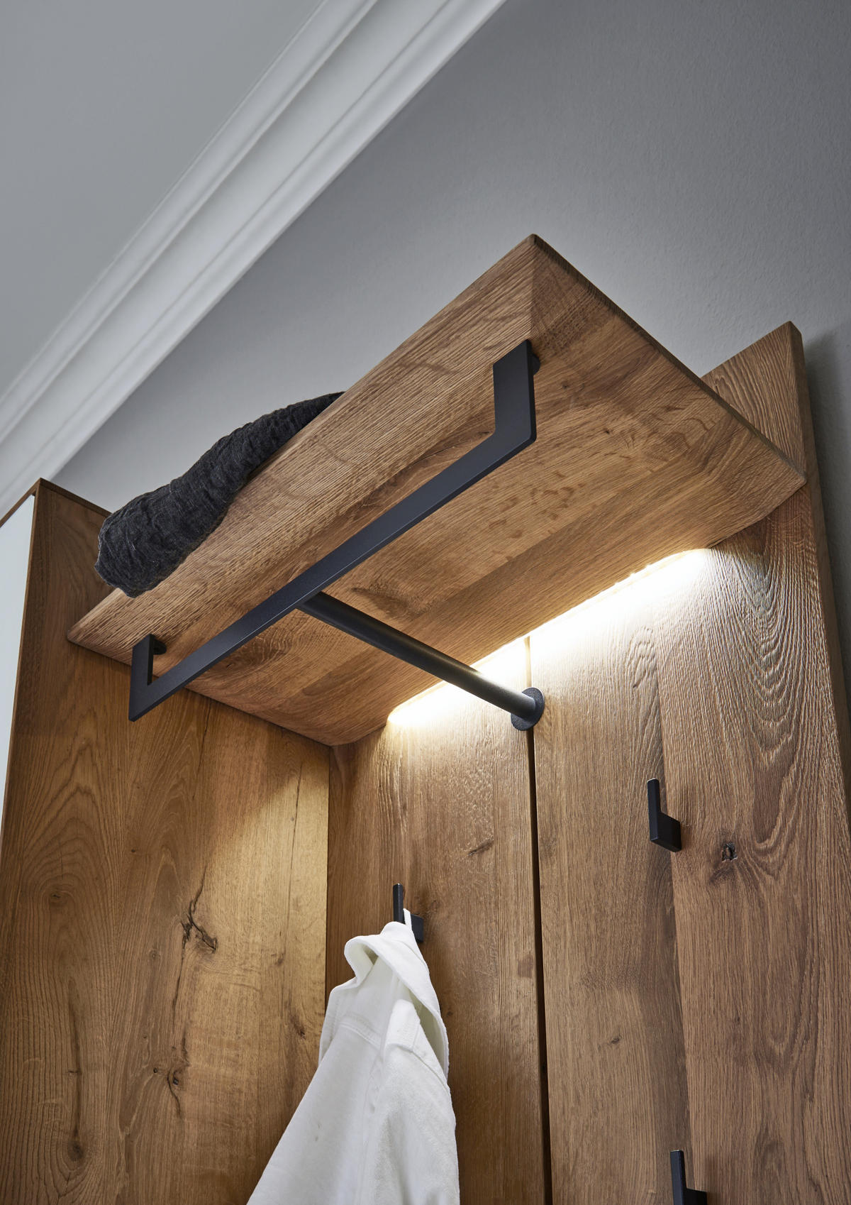 GARDEROBE 5-teilig  in  - Eichefarben/Weiß, Design, Glas/Holz - Valdera