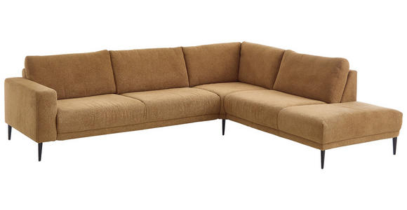 ECKSOFA Senfgelb Chenille  - Senfgelb/Schwarz, Design, Textil/Metall (303/254cm) - Dieter Knoll