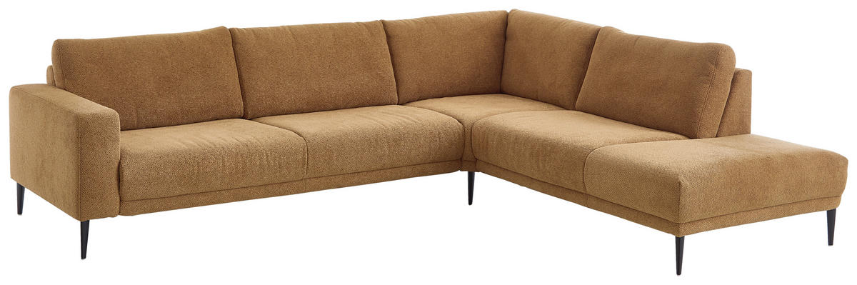 HÖRNSOFFA i chenille senapsgul  - svart/senapsgul, Design, metall/textil (303/254cm) - Dieter Knoll