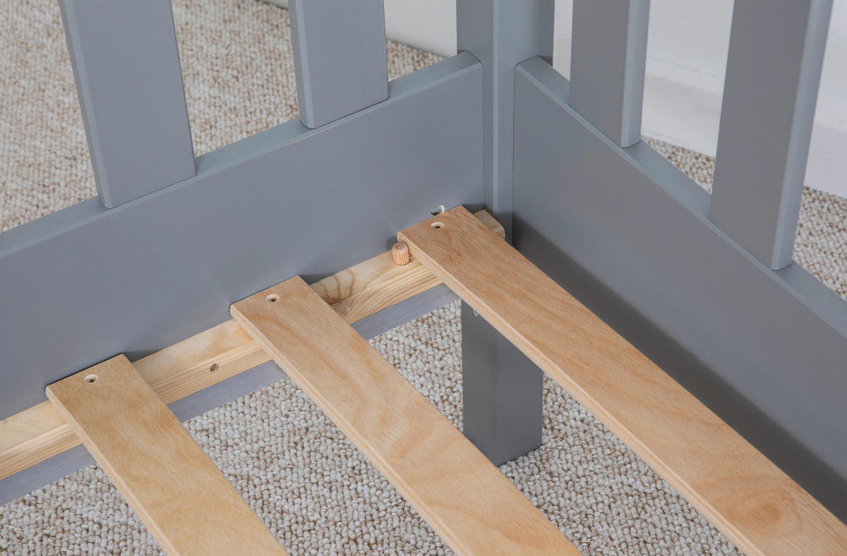 AUSZIEHBETT 100/200 cm  in Hellgrau  - Hellgrau/Naturfarben, MODERN, Holz/Textil (100/200cm) - MID.YOU