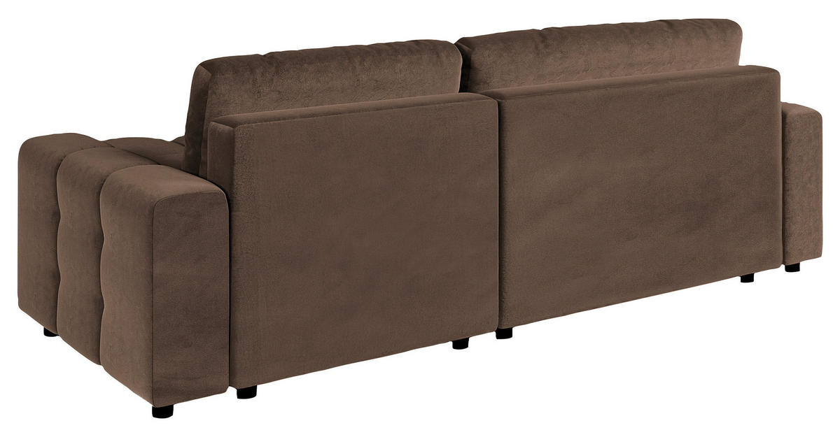 ECKSOFA Luki Graubraun Mikrofaser  - Graubraun/Schwarz, Design, Kunststoff/Textil (233/142cm) - Livetastic