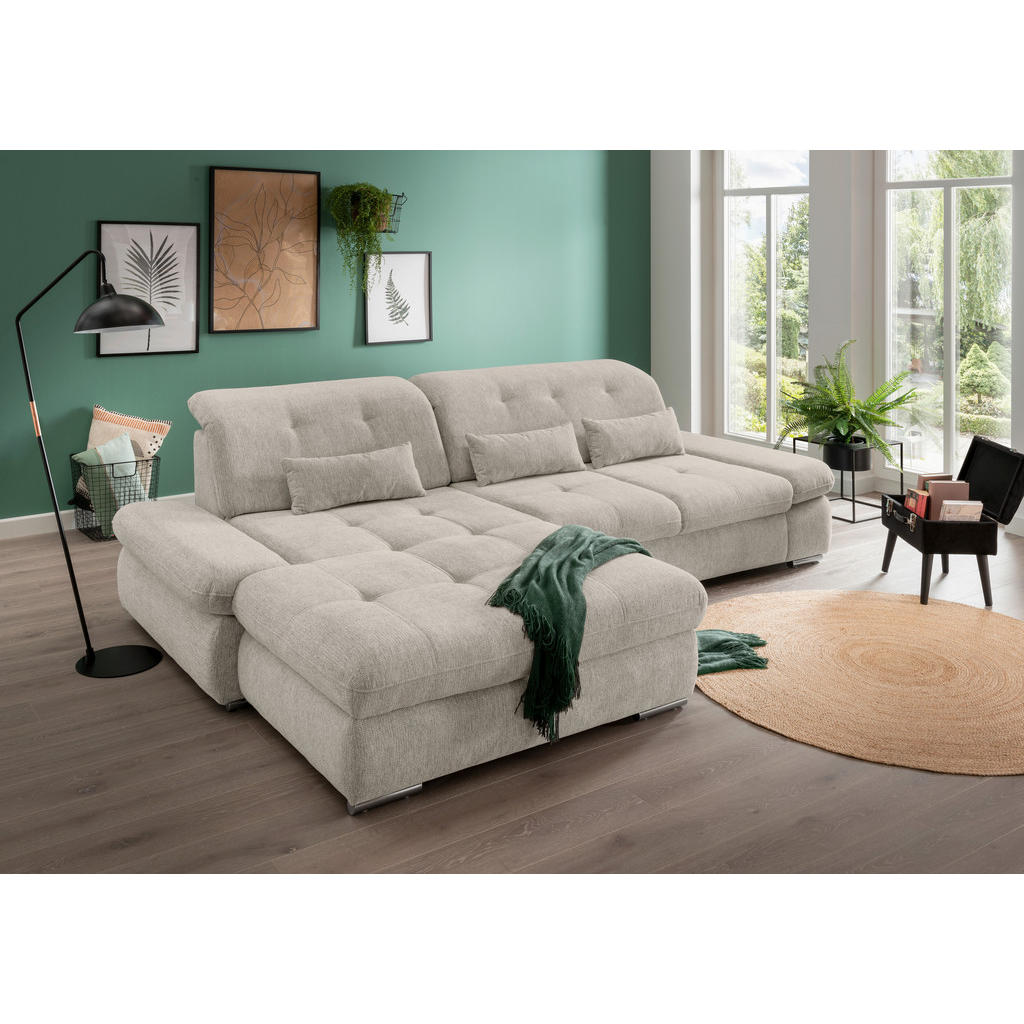 Thumbnail - Livetastic Ecksofa, Beige, Textil, Uni, 4-Sitzer, Füllung: Schaumstoff, L-Form, Ottomane links, 300x196 cm, Made in EU, ...
